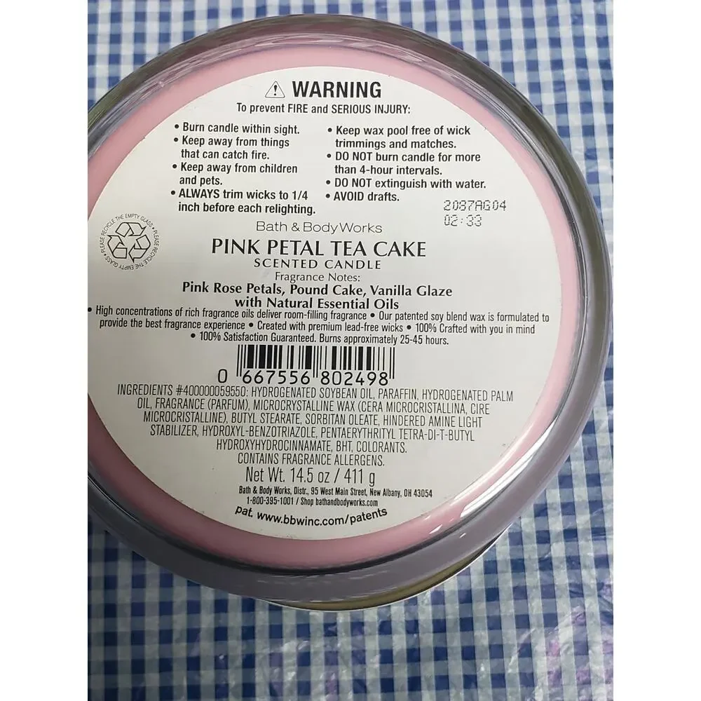 BBW Pink Petal Tea Cake Large 3 Wick Candle Floral Home Fragrance Decor - Picture 2 of 2